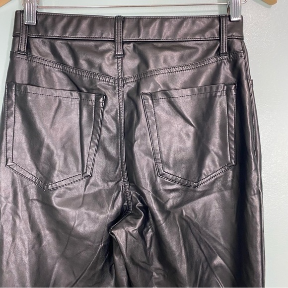 Abercrombie & Fitch The Ankle Straight Ultra High Rise Faux Leather Black 6 Long - Picture 4 of 7